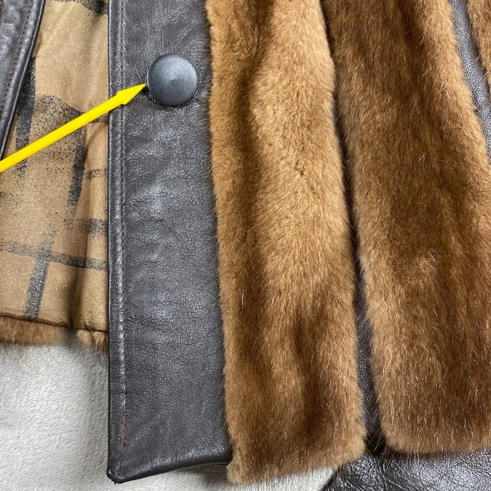 Vtg Mr. Leonard Jacket Women Brown Fur Leather Belted Waist Classic 70’s - Picture 5 of 14